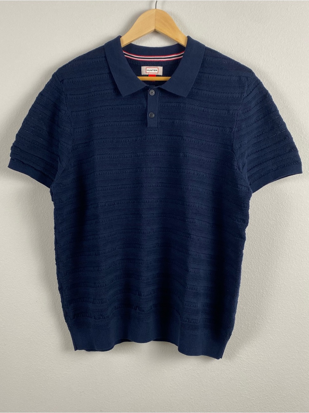 Hunter Portier Short Sleeve Sweater Polo | Multi/Open Knit | Navy